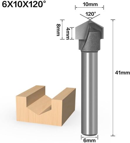 6mm Shank V Bit CNC Solid Carbide End Mill Tungsten Steel Woodworking Milling Cutter 3D Wood MDF Router Bit 60 90 120 150 Degrees(15) in Kuwait