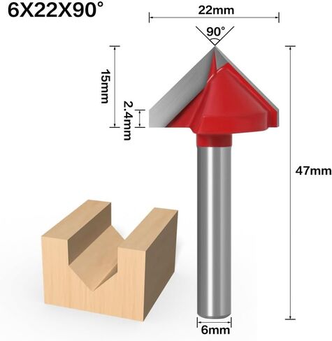 6mm Shank V Bit CNC Solid Carbide End Mill Tungsten Steel Woodworking Milling Cutter 3D Wood MDF Router Bit 60 90 120 150 Degrees(15) in Kuwait