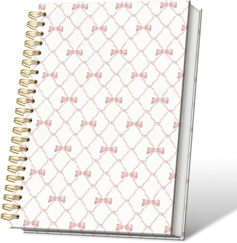Prey Bow Spiral Notebook ، Preppy Aesthetic Coquette Bow Girls School School Journals للمراهقين ، دفاتر ملاحظات لطيفة للمدرسة ، يوميات Women Girls ، 5.5x8.3 in Kuwait
