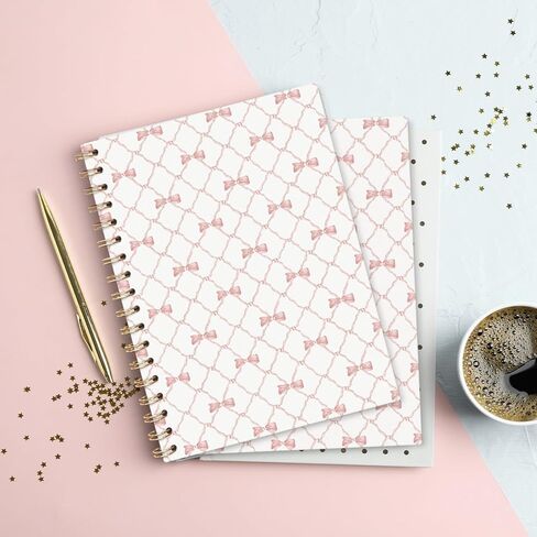 Prey Bow Spiral Notebook ، Preppy Aesthetic Coquette Bow Girls School School Journals للمراهقين ، دفاتر ملاحظات لطيفة للمدرسة ، يوميات Women Girls ، 5.5x8.3 in Kuwait