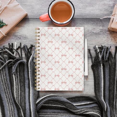 Prey Bow Spiral Notebook ، Preppy Aesthetic Coquette Bow Girls School School Journals للمراهقين ، دفاتر ملاحظات لطيفة للمدرسة ، يوميات Women Girls ، 5.5x8.3 in Kuwait