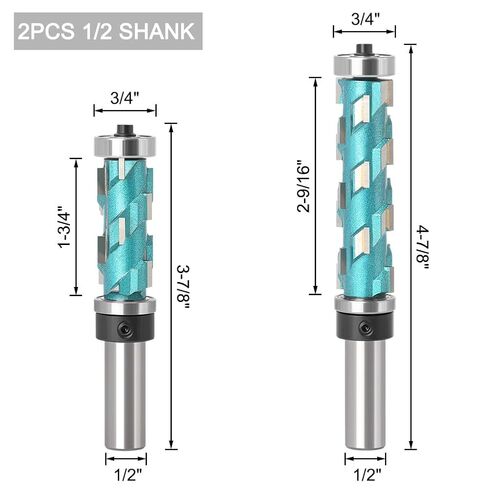 12mm 1/2" Shank Flush Trim Solid Carbide Spiral Top Bearing CNC Router Bit Compression-Cut End Mill Bit Face Wood Milling Cutter(12X19.05X43) in Kuwait