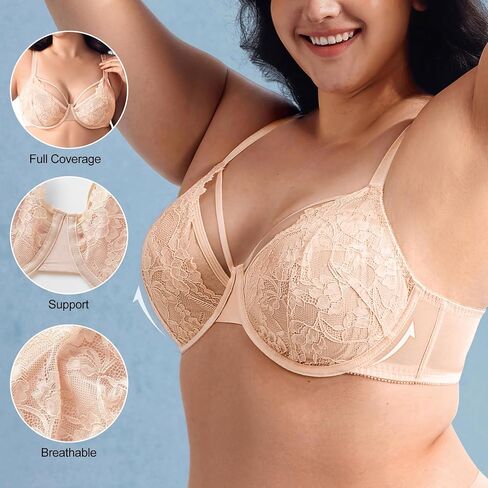 Minimizer Bras for Women Full Coverage - Plus Size Womens Bra Underwire with Support Lift - No Front Closure Lace Bralette in Saudi Arabia