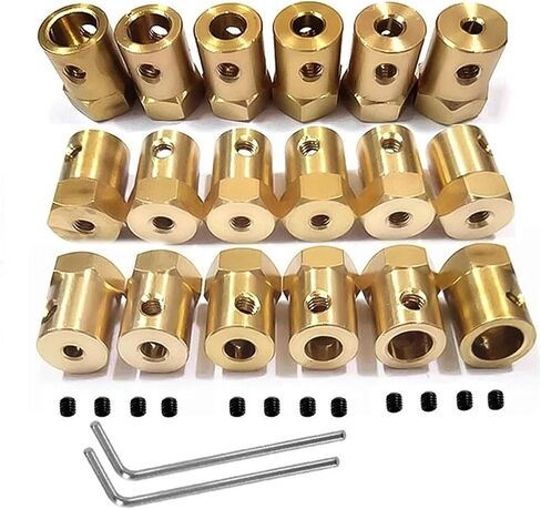 8pcs Motor Connector Shaft Sleeve Brass Hub Hexagonal Adapter 2mm to 8mm Coupling Adapter(5mm) in Saudi Arabia