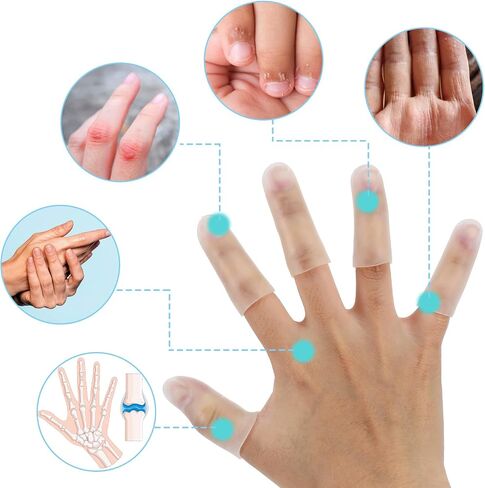Silicone Finger Cots16 Pcs Finger Protector Caps Support Fingers Toe Sleeves Thumb Protector Fingertips Protective Cushion for Trigger Fingers Hand Eczema Fingertip Cracking Arthritis in Saudi Arabia