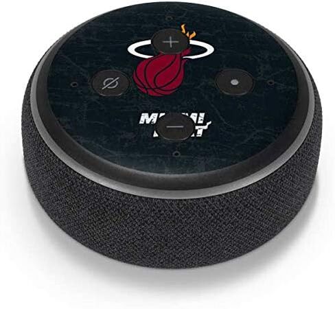 Skinit Skinit Audio Audio Skin متوافق مع Amazon Echo Dot 3 - NBA Miami Heat الأسود تصميم الشعار الأسود in Saudi Arabia