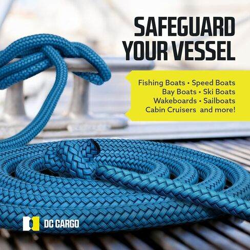 DC Cargo Mall Boat Boat Lines (2 Pack) 1/2 × 15 'حبال قارب مضفر مزدوجة لرسو الالتحام مع 12 بوصة. in Saudi Arabia