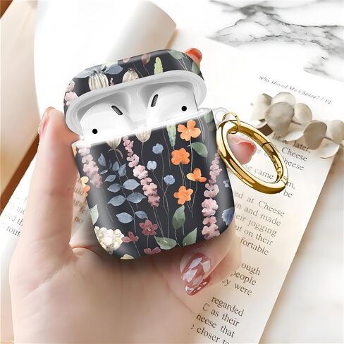 متوافق مع AirPods 2nd 1st الجيل الأول ، حالة صلبة لطيفة مع سلسلة المفاتيح الذهبية ، ناعمة TPU حالة الوقاية من الصدمات للنساء الفتيات (زهور بيج Grovy) in Kuwait