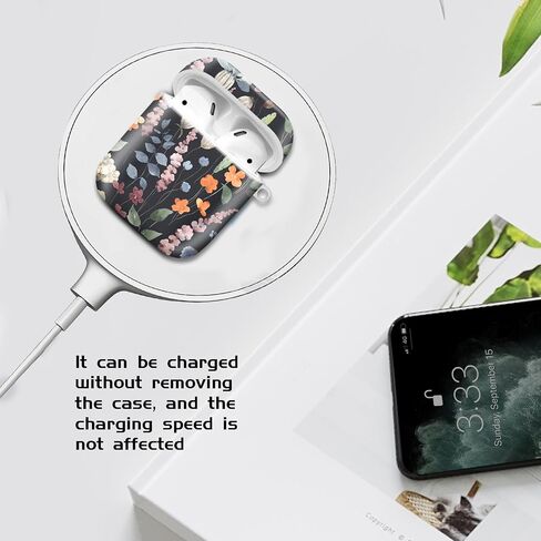 متوافق مع AirPods 2nd 1st الجيل الأول ، حالة صلبة لطيفة مع سلسلة المفاتيح الذهبية ، ناعمة TPU حالة الوقاية من الصدمات للنساء الفتيات (زهور بيج Grovy) in Kuwait