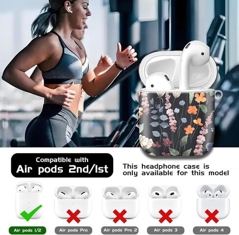 متوافق مع AirPods 2nd 1st الجيل الأول ، حالة صلبة لطيفة مع سلسلة المفاتيح الذهبية ، ناعمة TPU حالة الوقاية من الصدمات للنساء الفتيات (زهور بيج Grovy) in Kuwait