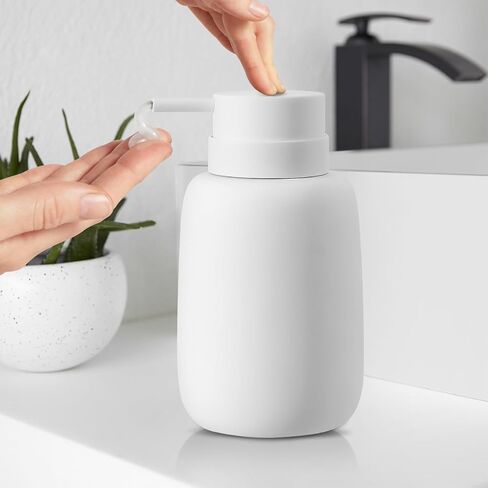 Ceramic Hand Soap Dispenser for Bathroom,16OZ Matte Dish Soap Dispenser for Kitchen Sink,Refillable Liquid Lotion Dispenser with Easy-to-Press Pump Rubber Paint (Green) in Saudi Arabia