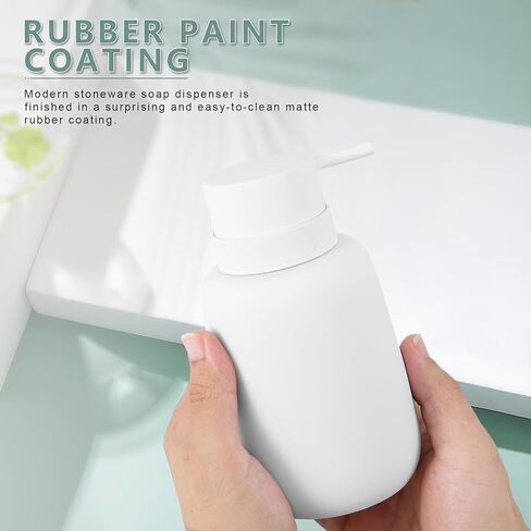 Ceramic Hand Soap Dispenser for Bathroom,16OZ Matte Dish Soap Dispenser for Kitchen Sink,Refillable Liquid Lotion Dispenser with Easy-to-Press Pump Rubber Paint (Green) in Saudi Arabia