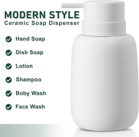 Ceramic Hand Soap Dispenser for Bathroom,16OZ Matte Dish Soap Dispenser for Kitchen Sink,Refillable Liquid Lotion Dispenser with Easy-to-Press Pump Rubber Paint (Green) in Saudi Arabia