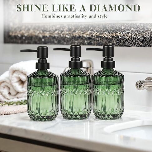 6 Pack Glass Soap Dispenser with Pump 15.2 oz Refillable Liquid Hand Soap Dish Soap Dispensers Vintage Soap Dispenser Liquid Bottle for Kitchen Sink Bathroom Counter(Gold,Gold Pump Head) in Saudi Arabia