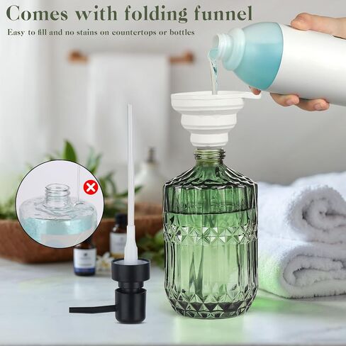 6 Pack Glass Soap Dispenser with Pump 15.2 oz Refillable Liquid Hand Soap Dish Soap Dispensers Vintage Soap Dispenser Liquid Bottle for Kitchen Sink Bathroom Counter(Gold,Gold Pump Head) in Saudi Arabia