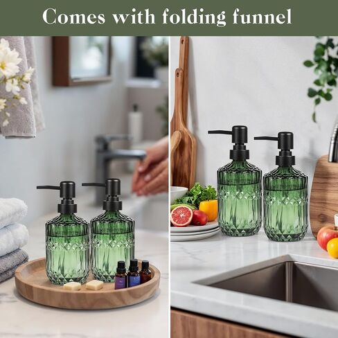 6 Pack Glass Soap Dispenser with Pump 15.2 oz Refillable Liquid Hand Soap Dish Soap Dispensers Vintage Soap Dispenser Liquid Bottle for Kitchen Sink Bathroom Counter(Gold,Gold Pump Head) in Saudi Arabia