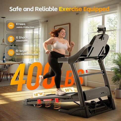 5.0 حصان مطحنة قابلة للطي للمنزل مع ميل 15 ٪ ، 400 رطل من طحوط طاحونة للتمرين ، 0.6-10 ميل في الساعة ، التحكم في التطبيق ، امتصاص الصدمات ، آمنة وهادئة in Kuwait