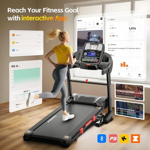 5.0 حصان مطحنة قابلة للطي للمنزل مع ميل 15 ٪ ، 400 رطل من طحوط طاحونة للتمرين ، 0.6-10 ميل في الساعة ، التحكم في التطبيق ، امتصاص الصدمات ، آمنة وهادئة in Kuwait