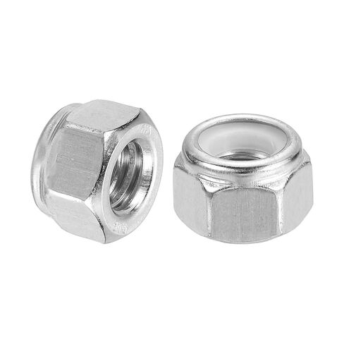 uxcell 20Pcs 5/16"-18 Nylon Insert Hex Lock Nuts, 316 Stainless Steel Self-Locking Nylon Insert Stop Nut for Industrial Construction Fasteners, Silver & White in Kuwait