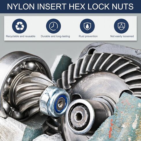 uxcell 20Pcs 5/16"-18 Nylon Insert Hex Lock Nuts, 316 Stainless Steel Self-Locking Nylon Insert Stop Nut for Industrial Construction Fasteners, Silver & White in Kuwait
