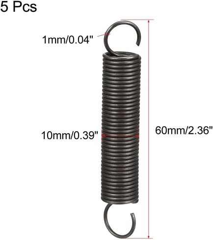 #US 5pcs Spring Steel Small Hook Tension Springs 1.0x10x60mm in Saudi Arabia