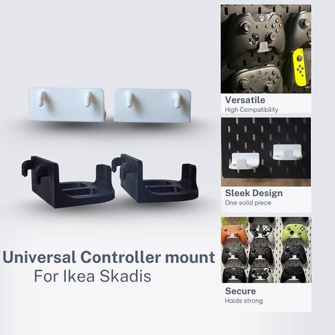 2 Universal Controller Mounts for IKEA Skadis Pegboard, Compatible with Xbox, PlayStation, Nintendo Game Controllers and Game Pads (Black) in Saudi Arabia
