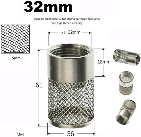 مرشح خرطوم ، 1pcs غطاء مرشح الفولاذ المقاوم للصدأ ، 1/2 "3/4" 1 "مرشح الخيط الأنثوي لمضخة مياه الميناء في الحديقة (اللون: 1") (اللون: 1 ") (1") in Saudi Arabia