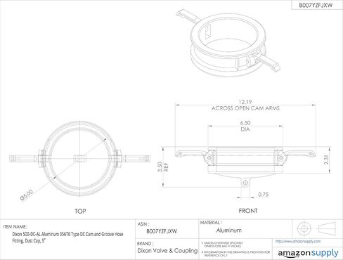 Dixon 500-DC-AL Aluminum 356T6 Type DC Cam and Groove Hose Fitting, Dust Cap, 5" in Saudi Arabia