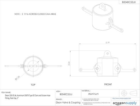 Dixon 500-DC-AL Aluminum 356T6 Type DC Cam and Groove Hose Fitting, Dust Cap, 5" in Saudi Arabia