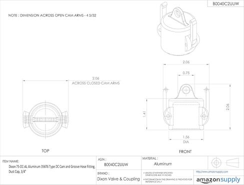 Dixon 500-DC-AL Aluminium 356T6 TYPE DC CAM و TOURTING HOSE FITTING ، CAP DUST ، 5 " in Saudi Arabia