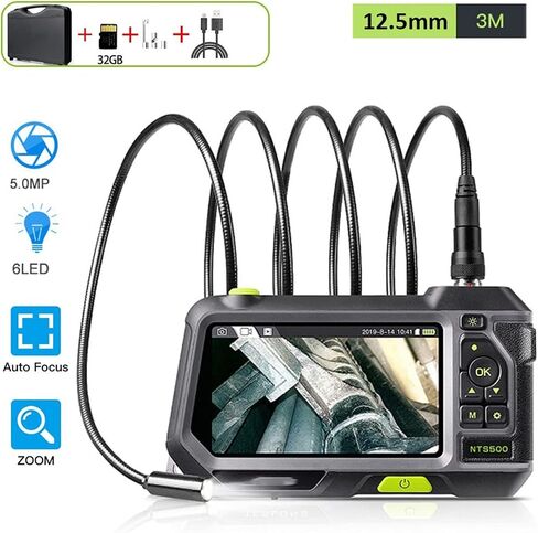 Endoscope Camera 5.0MP Auto Focus Endoscope Camera Industrial Pipe Inspection Camera Car Endoscope 5.0 Color Screen1080p Endoscope in Saudi Arabia