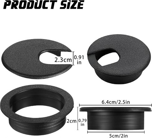 120 Pack Desk Grommet 2 Inch, Plastic Cable Grommet Hole Cover for Cables Organizer, Office PC Computer Desk Cord Management (Black) in Saudi Arabia