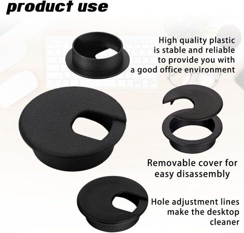 120 Pack Desk Grommet 2 Inch, Plastic Cable Grommet Hole Cover for Cables Organizer, Office PC Computer Desk Cord Management (Black) in Saudi Arabia