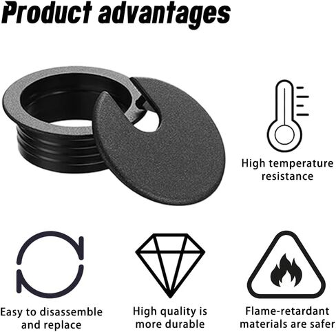 120 Pack Desk Grommet 2 Inch, Plastic Cable Grommet Hole Cover for Cables Organizer, Office PC Computer Desk Cord Management (Black) in Saudi Arabia