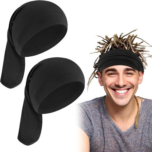 2 PCS DREADLOCK CAP مرنة LOC CAP طويلة الرأس أنبوب الرأس غطاء رأس التفاف نوم غطاء للشعر الكامل ، الرجال إكسسوارات الشعر نساء in Kuwait