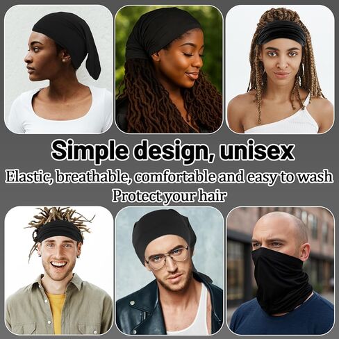 2 PCS DREADLOCK CAP مرنة LOC CAP طويلة الرأس أنبوب الرأس غطاء رأس التفاف نوم غطاء للشعر الكامل ، الرجال إكسسوارات الشعر نساء in Kuwait