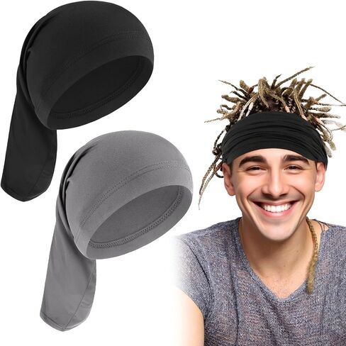 2 PCS DREADLOCK CAP مرنة LOC CAP طويلة الرأس أنبوب الرأس غطاء رأس التفاف نوم غطاء للشعر الكامل ، الرجال إكسسوارات الشعر نساء in Kuwait