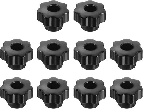 uxcell 10pcs Clamping Star Knobs M4 Metric Female Thread 25mm 7-Point Star Plastic Head Through Hole Brass Insert Screw-in Threaded Hand Knob Handles Jig Knobs, Black in Saudi Arabia
