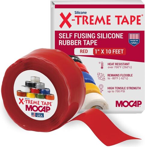 X -Treme Tape Mocap الشريط الكهربائي الثقيل ، ومطاط السيليكون ذاتيًا ، ومقاوم للماء وعزل شريط مرن ، والكهرباء للخرطوم ، والسيارات ، والخارجية والإصلاحات - 1 "× 10 أقدام لفة - أحمر مشرق in Saudi Arabia