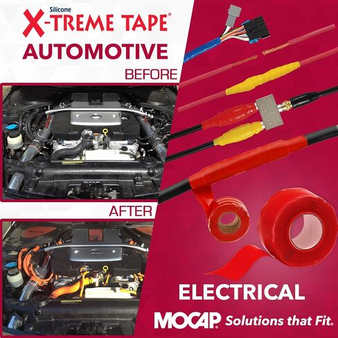 X -Treme Tape Mocap الشريط الكهربائي الثقيل ، ومطاط السيليكون ذاتيًا ، ومقاوم للماء وعزل شريط مرن ، والكهرباء للخرطوم ، والسيارات ، والخارجية والإصلاحات - 1 "× 10 أقدام لفة - أحمر مشرق in Saudi Arabia