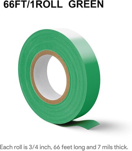 الشريط الكهربائي الخضراء مثبطات اللهب. 3/4 بوصة * 66 قدم ؛ الشريط الكهربائي PVC لأقل من 600 فولت كهربائي ، إصلاح ، عزل الأسلاك الداخلية في الهواء الطلق ، 5 ℉ إلى 221 ℉ (1 ، أخضر) in Kuwait