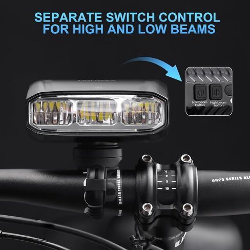 Super Bright LED Bike Light Bar for E-Bike - 1200 Lumens with High/Low Beam, 5 Modes, USB-C Rechargeable, Universal Mount for Mountain/Road Bikes & Out Front Mount in Kuwait