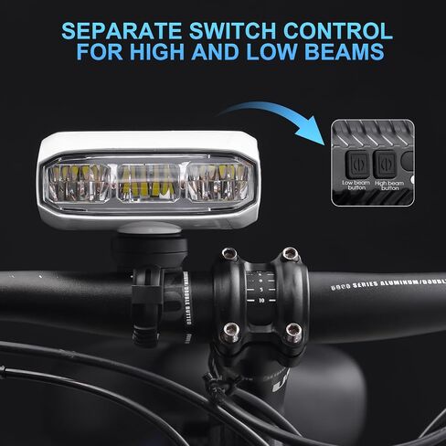 Super Bright LED Bike Light Bar for E-Bike - 1200 Lumens with High/Low Beam, 5 Modes, USB-C Rechargeable, Universal Mount for Mountain/Road Bikes & Out Front Mount in Kuwait