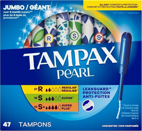 حزمة Tampax Pearl Stampons Trio ، مع جديلة LeakGuard ، العادية/الفائقة/الفائقة بالإضافة إلى امتصاص ، غير معقود ، 47 (قد تختلف التغليف) in Saudi Arabia