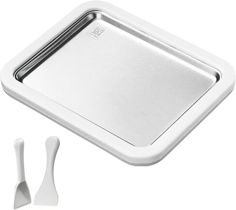 304 Stainless Steel Ice Cream Roll Plate, Large 10 X 8 Size, Includes 2 Spatulas for Frozen Yogurt and Ice Cream Rolls, No Power Needed in Saudi Arabia