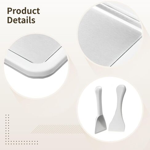 304 Stainless Steel Ice Cream Roll Plate, Large 10 X 8 Size, Includes 2 Spatulas for Frozen Yogurt and Ice Cream Rolls, No Power Needed in Saudi Arabia