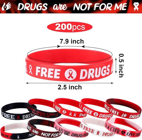 Blosssound 200 PCS Drug Free Wristbands Red Red Rebon Towernes Supplies Silicone Druics 'Druics' Procelets for Me 'for Red Rebon Week Activity Public Charity in Saudi Arabia