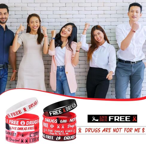 Blosssound 200 PCS Drug Free Wristbands Red Red Rebon Towernes Supplies Silicone Druics 'Druics' Procelets for Me 'for Red Rebon Week Activity Public Charity in Saudi Arabia