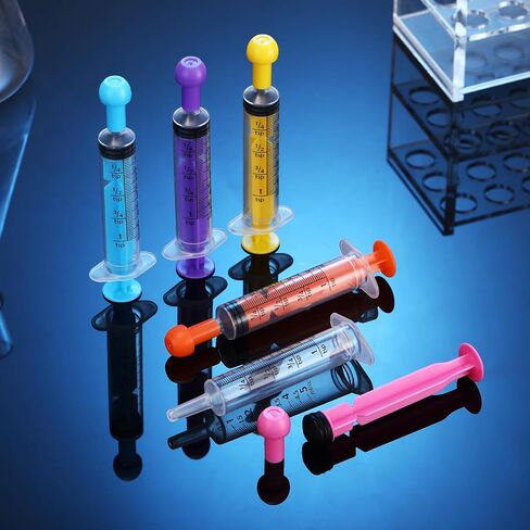 TrelaCo 100 Pieces Plastic Syringe for Liquid with Caps Oral Syringe Without Needle Colorful Measuring Tools Individually Sealed for Feeding, Industrial Scientific Labs, 5 Colors(5 ml) in Saudi Arabia