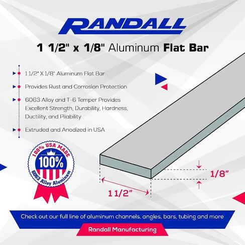 4 FT - 1 1/2" x 1/8" Aluminum Flat Bar 6063 Alloy T-6 Temper in Saudi Arabia